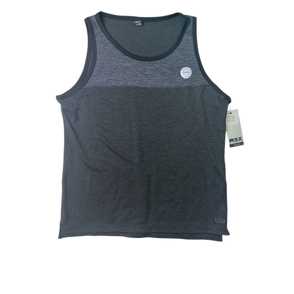 Michael Strahan NY 92 Geo Knit Performance Muscle Tank XL Gray Black NWT